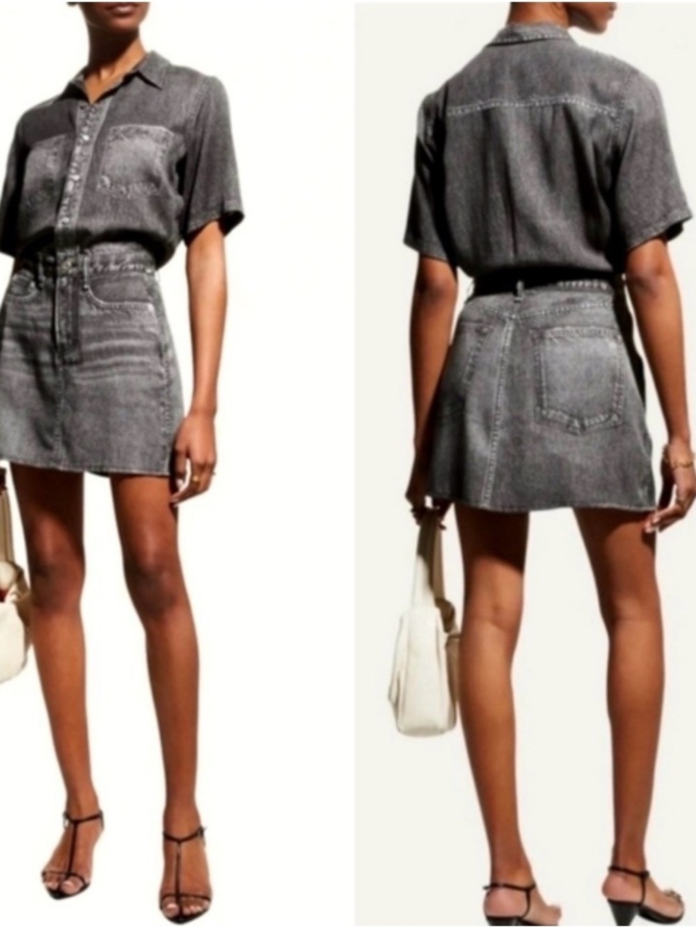 Rag & Bone Miramar Liquid Charcoal Washed Denim Mini Dress - M